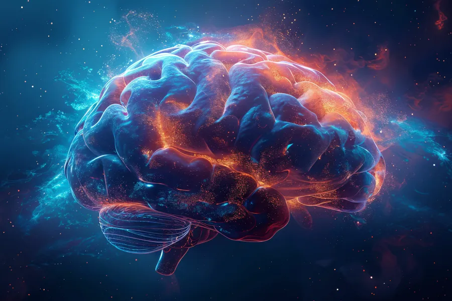 Micro-Current-Neurofeedback-Therapy-Clinic A 3D illustration of a human brain glowing with synaptic energy. Schedule IASIS Microcurrent Neurofeedback Therapy from Discovery Health Healing Center in Green Bay.